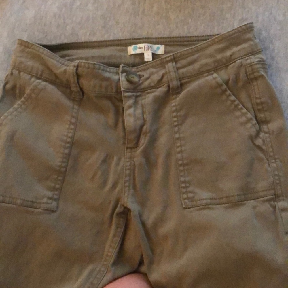 Army green skinny pants